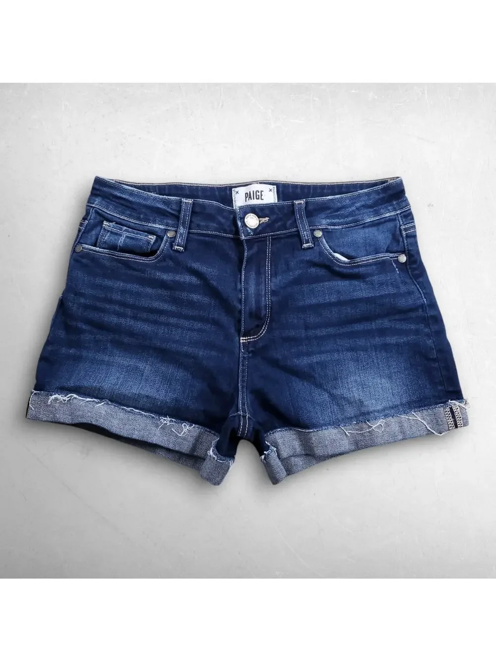 Paige Jimmy Jimmy Shorts Women 27 Medium Blue Stretch Cuffed Denim Boho Y2K